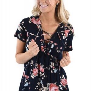 Tops - Black Floral Blouse Tops - Black Floral Blouse